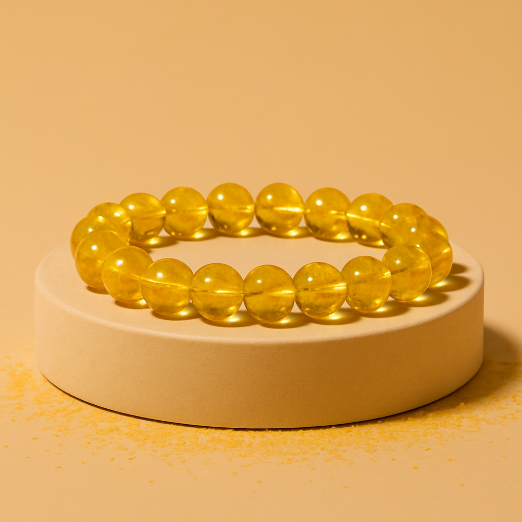 High Financial Status, Success in Job & Profession: Yellow Citrine Bracelet - Abhimantrit & Certified